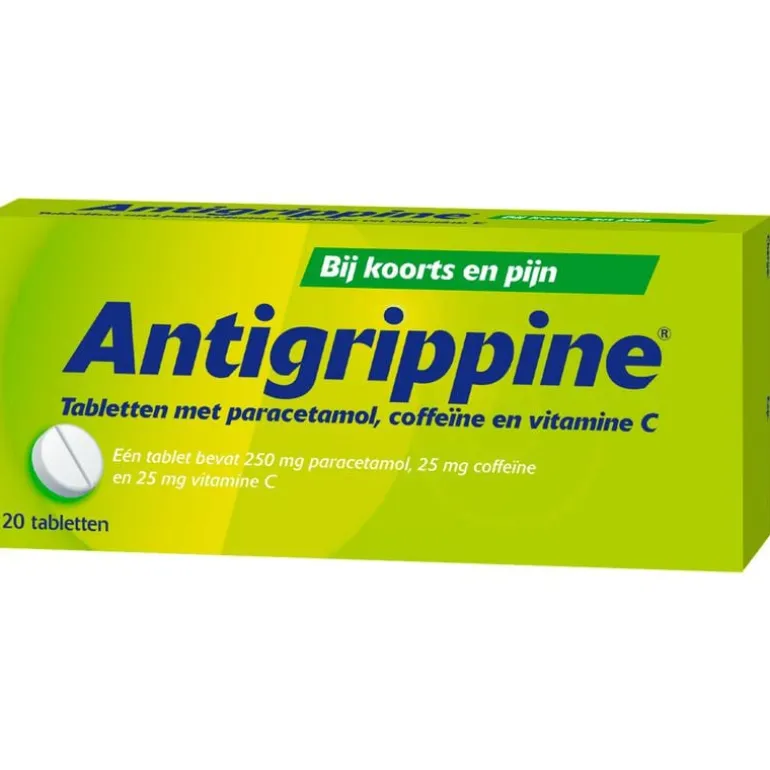 Antigrippine Tabletten met Paracetamol, Coffeïne en Vitamine C 20 Stuks