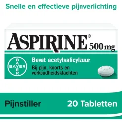 Aspirine 500 mg helpt bij pijn 20 tabletten