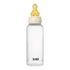 BIBS Babyfles 270 ML Ivory met Latex speen en opvouwbaar trechtertje