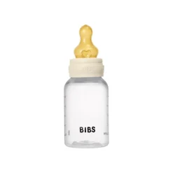 BIBS Babyfles 150 ML Ivory met Latex speen en opvouwbaar trechtertje