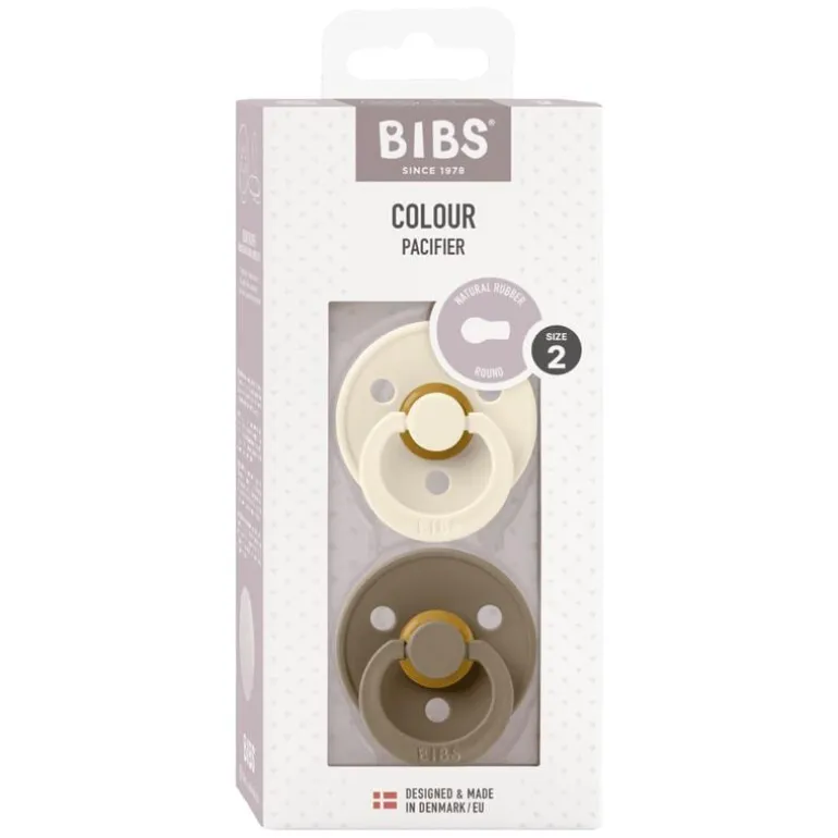 BIBS Fopspeen Two Pack Natuurlijk Rubber Ivory/Dark Oak Maat 2