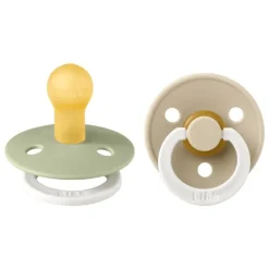 BIBS Glow in the dark Fopspeen Two Pack Natuurlijk Rubber Sage/Vanilla Maat 1