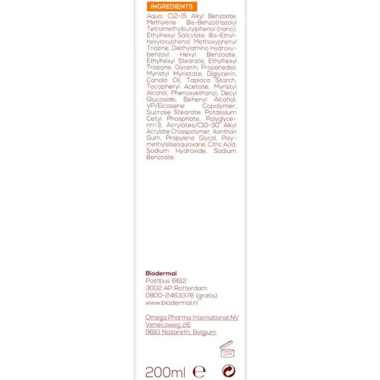 Biodermal Gevoelige Huid Zonnemelk SPF50+ 200 ML