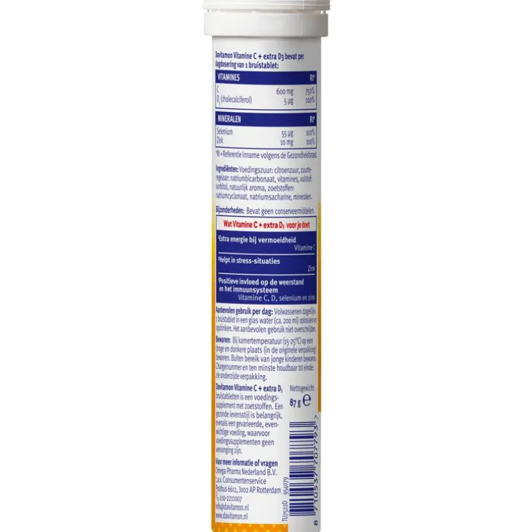 Davitamon Forte Vitamine C + Extra D3 Bruistabletten 15 stuks