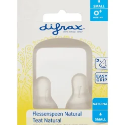 Difrax Flesspeen Natural Small 0+ Maanden Geschikt voor pasgeboren baby’s