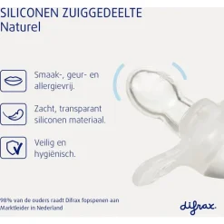 Difrax Fopspeen Natural 18 Maanden Donkergrijs BPA-vrij