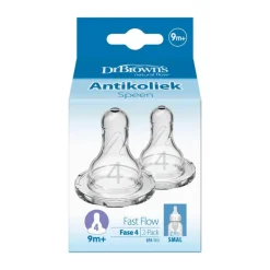 Dr. Brown’s Flesspeen 9+ Maanden Fase 4 Smalle Halsfles 2 stuks