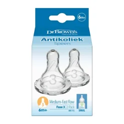 Dr. Brown’s Flesspeen 6+ Maanden Fase 3 Smalle Halsfles 2 stuks