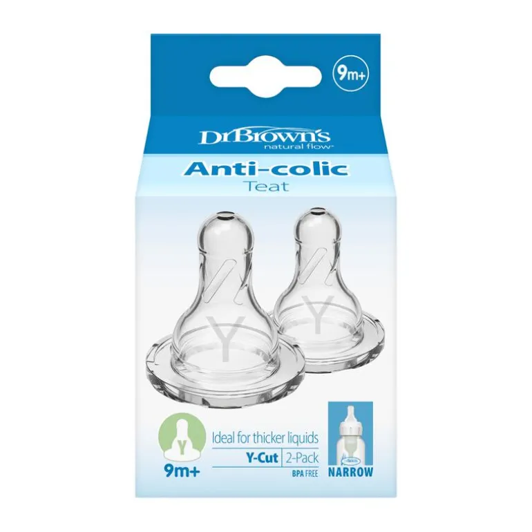 Dr. Brown’s Flesspeen 9+ Maanden Y-Cut Smalle Halsfles 2 stuks