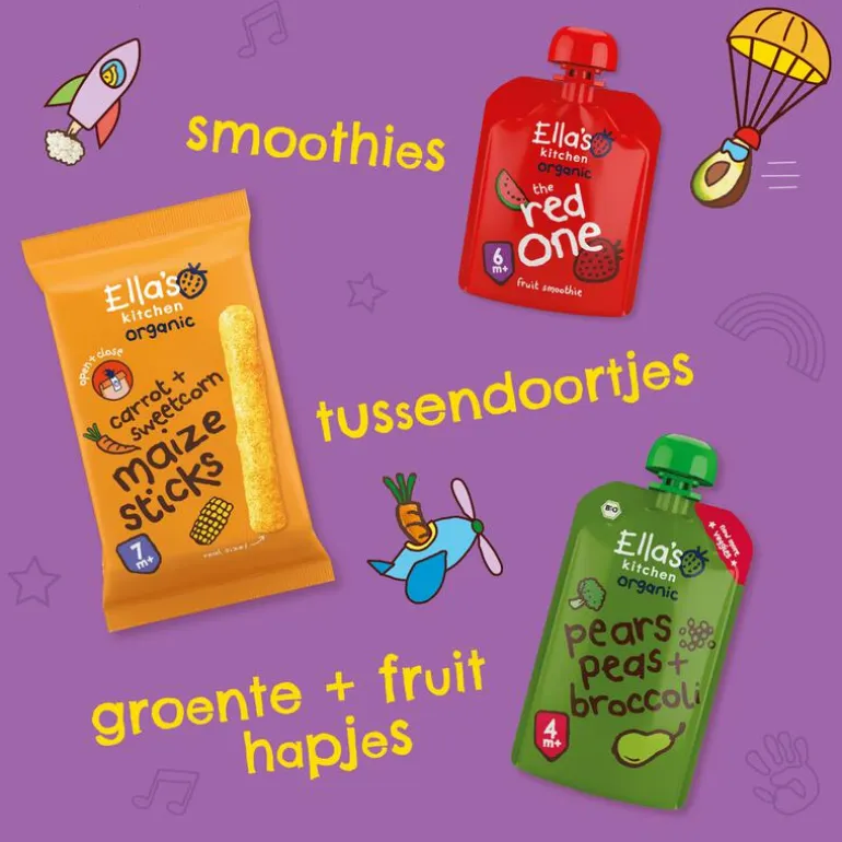 Ella's Kitchen Aardbeien Appels Biologisch Knijpfruit 4+ Maanden 120 GR