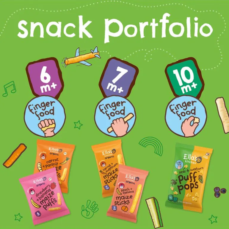 Ella's Kitchen Bio Puff Pops Erwt Maïs Snack Bio 10+ Maanden