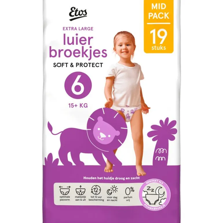 Etos Luierbroekjes Extra Large Maat 6 15+ kg Mid Pack 19 stuks