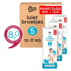 Etos Luierbroekjes Junior Maat 5 12-17 kg Maandbox 150 stuks