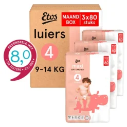 Etos Luiers Maxi Maat 4 9-14 kg Maandbox 240 stuks
