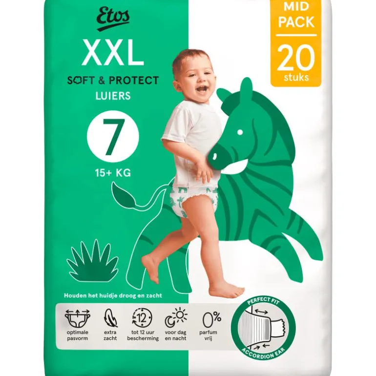 Etos Luiers XXL Maat 7 15+ kg Mid Pack 20 stuks