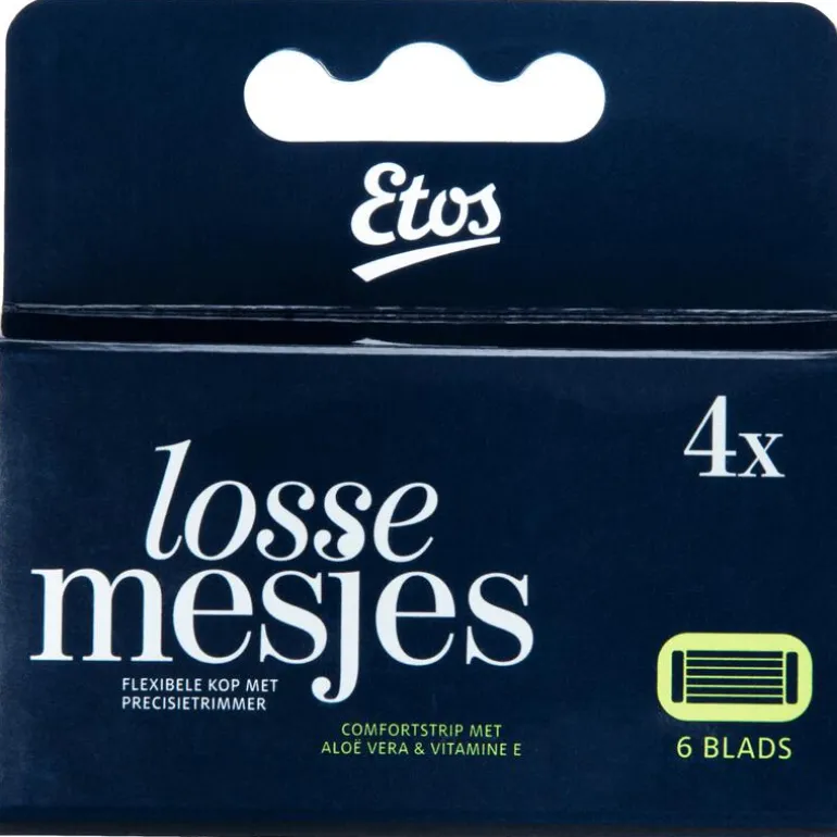 Etos Scheermes Man Navul 6 Blads Zwart 4 stuks