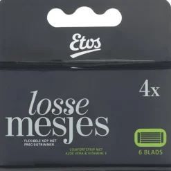 Etos Scheermes Man Navul 6 Blads Zwart 4 stuks