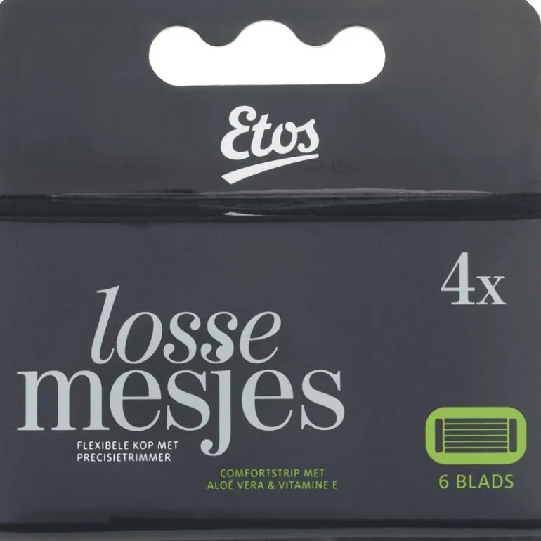 Etos Scheermes Man Navul 6 Blads Zwart 4 stuks