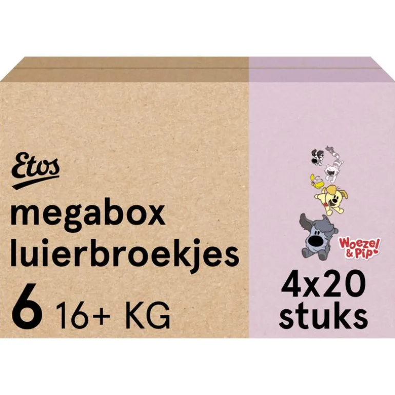 Etos Woezel & Pip Luierbroekjes Extra Large Maat 6 Megabox 4x20 stuks