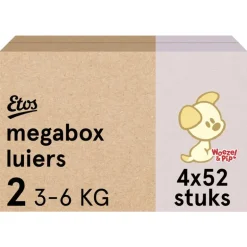 Etos Woezel & Pip Luiers Mini Maat 2 3-6 kg Megabox 4x52 stuks
