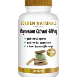 Golden Naturals Magnesium Citraat 400 mg Voordeelpot Tabletten 180 stuks