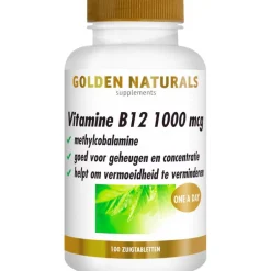 Golden Naturals Vegan Vitamine B12 1000 mcg Zuigtablet 100 stuks