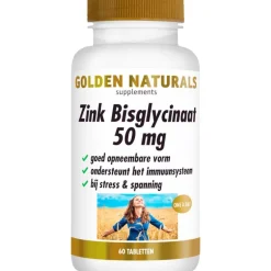 Golden Naturals Zink Bisglycinaat 50 mg Tabletten 60 stuks