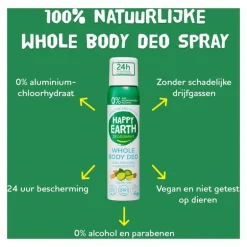 Happy Earth 100% Natural Whole Body Deo Spray Cedar Lime 100ML
