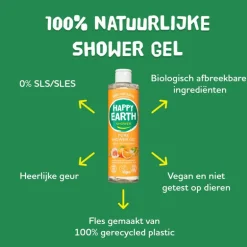 Happy Earth 100% Natuurlijke Shower Gel Rose Petitgrain