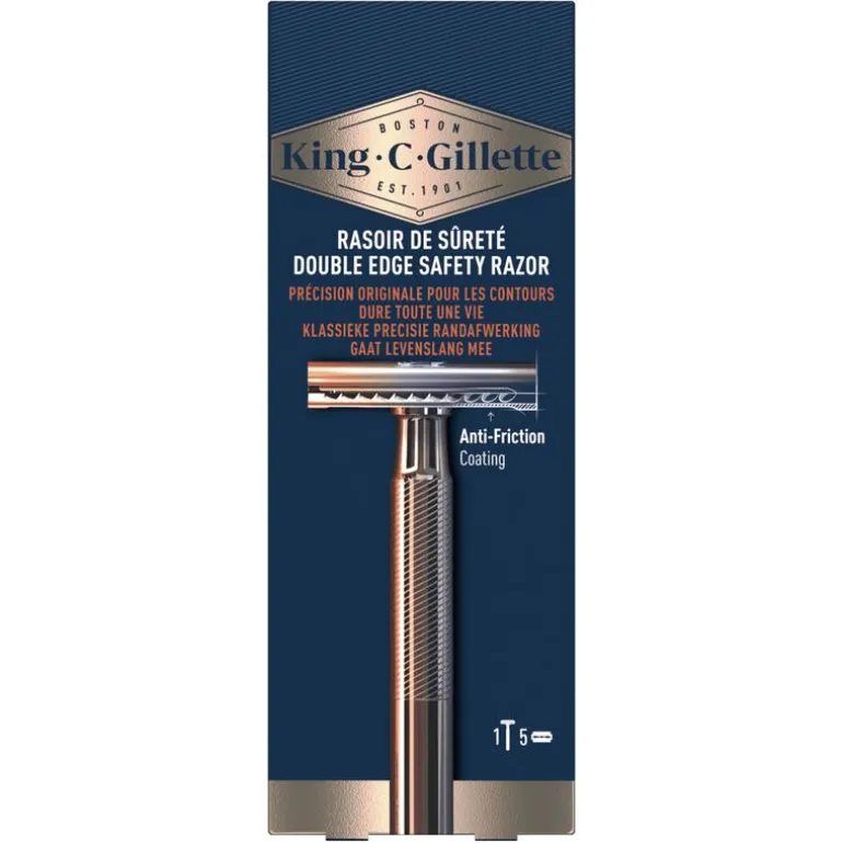 King C. Gillette Double Edge Safety Scheersysteem Met 5 Navulmesjes