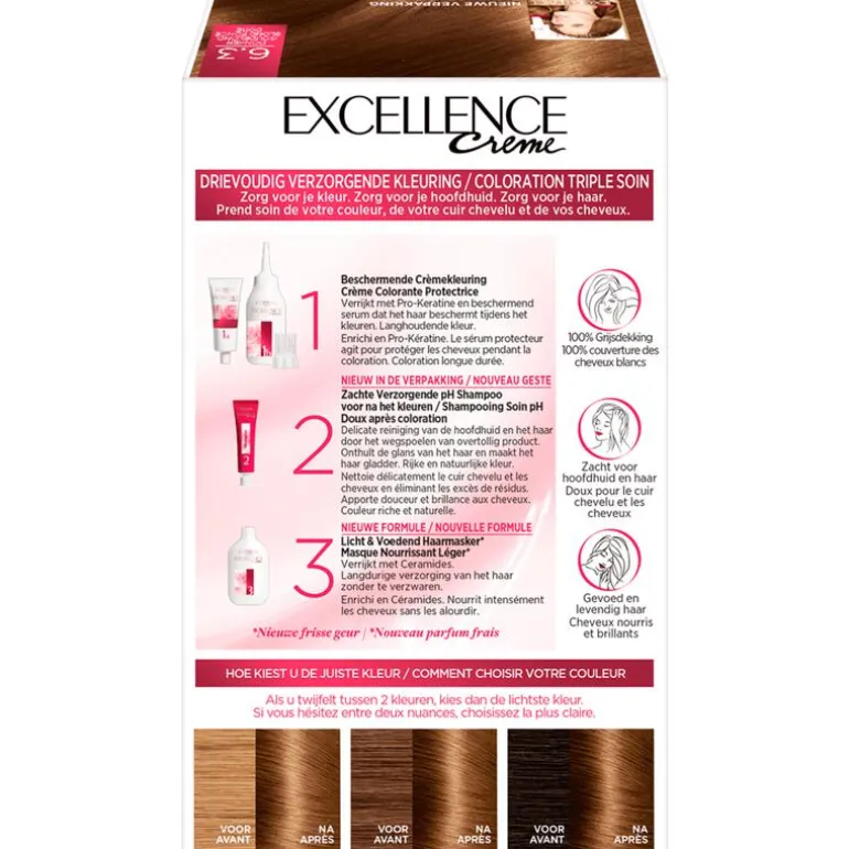 L'Oréal Paris Excellence Crème Verzorgende Crèmekleuring 6.30 Donker Goudblond