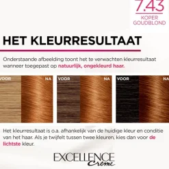 L'Oréal Paris Excellence Crème Verzorgende Crèmekleuring 7.43 Koper Goudblond