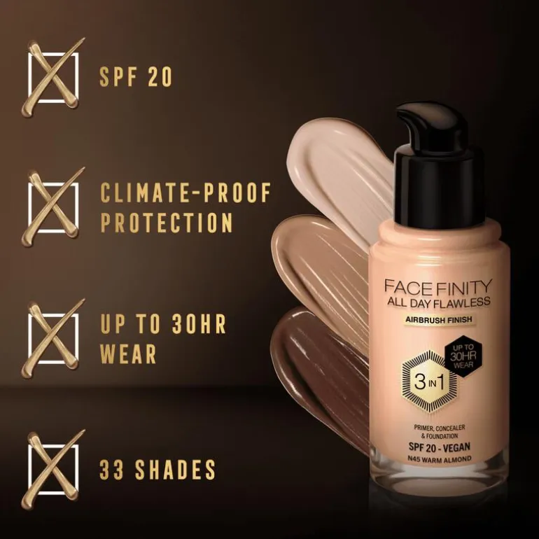 Max Factor Facefinity Foundation Warm Almond/C45 30 ML