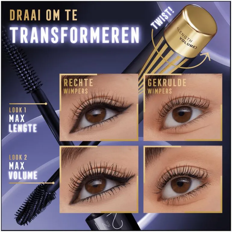 Max Factor Masterpiece 2In1 Lash Wow Mascara 03 Midnight Black