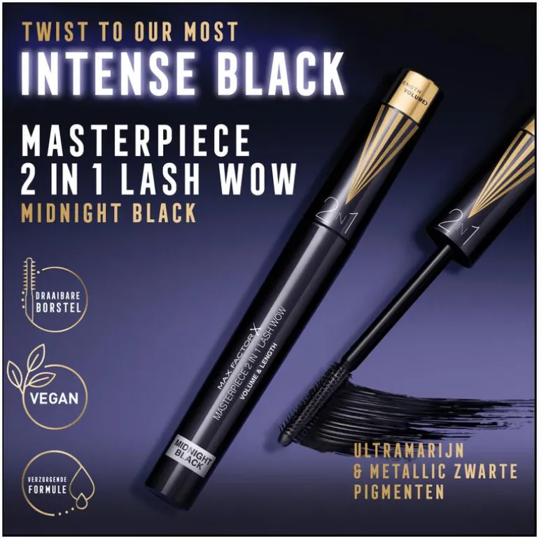 Max Factor Masterpiece 2In1 Lash Wow Mascara 03 Midnight Black
