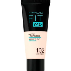 Maybelline New York Fit Me Matte + Poreless Foundation 102 Fair Ivory 30 ML