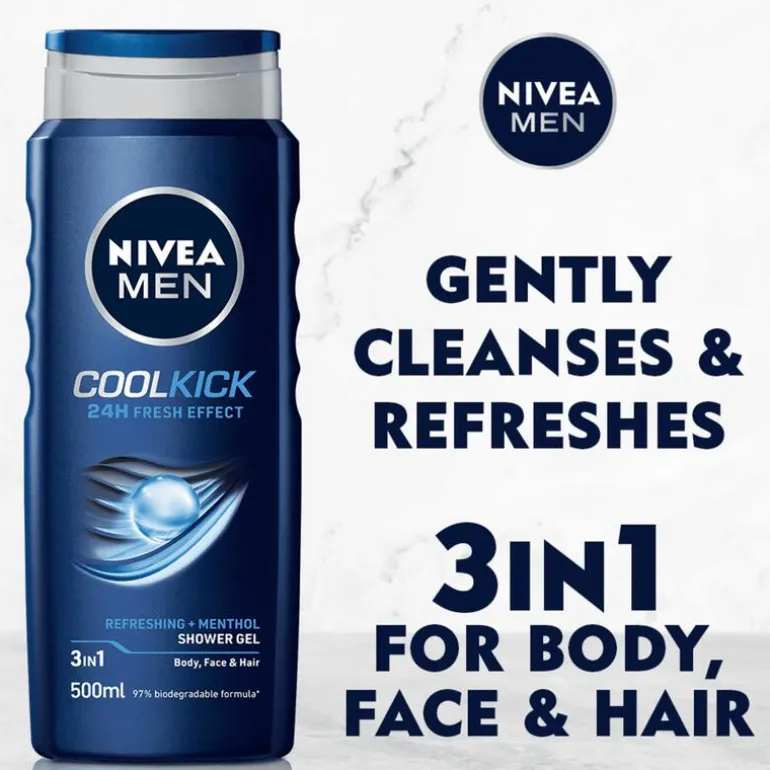 NIVEA MEN Cool Kick 3-in-1 Douchegel 500 ML