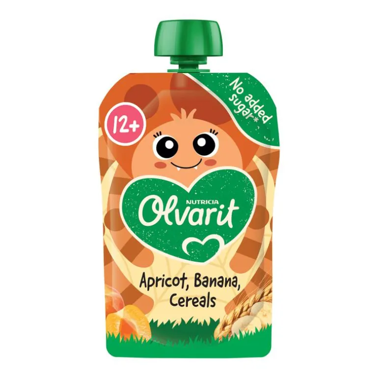 Olvarit Knijpfruit Abrikoos Banaan Granen