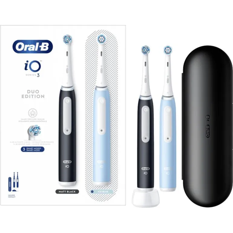 Oral-B iO 3 Duo Zwart & Blauw 2 Elektrische Tandenborstels