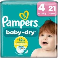 Pampers Baby Dry Luiers Maat 4 9-14 KG 21 Stuks