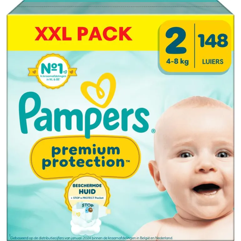 Pampers Premium Protection XXL Pack Luiers Maat 2 4-8 KG 148 Stuks