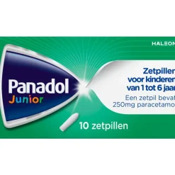 Panadol Junior Zetpillen 250 mg Paracetamol voor kinderen van 1 tot 6 jaar 10 stuks