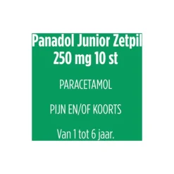 Panadol Junior Zetpillen 250 mg Paracetamol voor kinderen van 1 tot 6 jaar 10 stuks