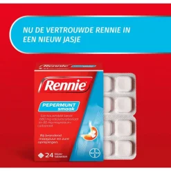 Rennie Pepermunt Kauwtabletten Bij Brandend Maagzuur 24 stuks