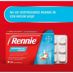 Rennie Pepermunt Kauwtabletten Bij Brandend Maagzuur 96 stuks