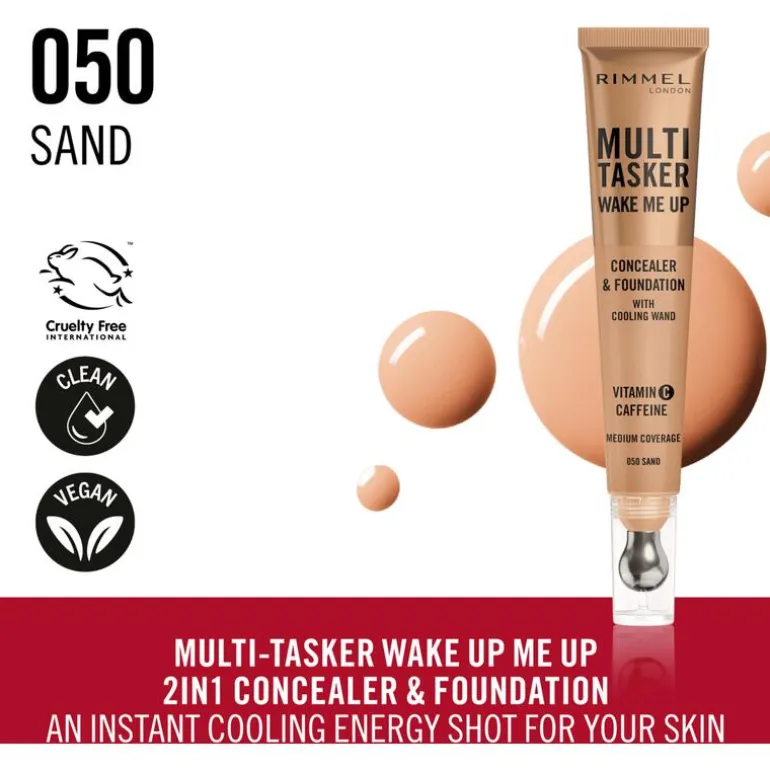 Rimmel Multi-Tasker Wake Me Up Concealer en Foundation 050 Sand