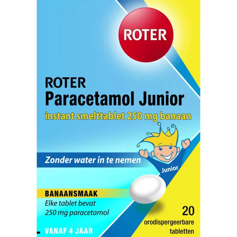 Roter Paracetamol smelttablet 250 mg Junior 20 tabletten