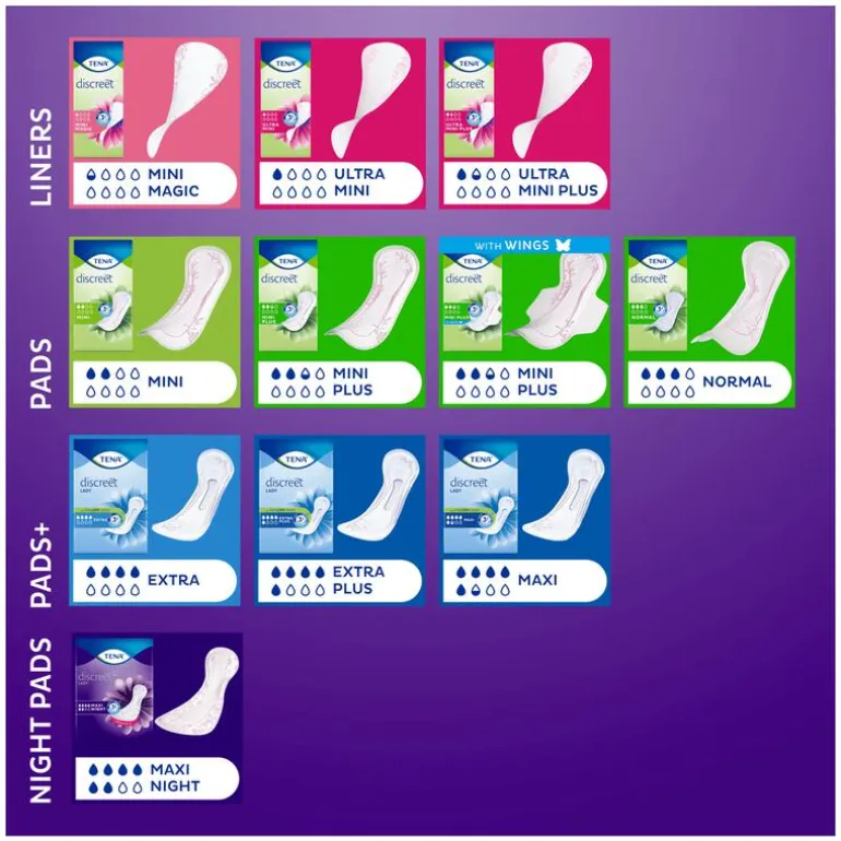 TENA Discreet Normal Night Verbanden 10 stuks